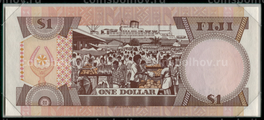 Банкнота 1 доллар 1980 года Фиджи (в конверте с почтовой маркой) (вид 4)