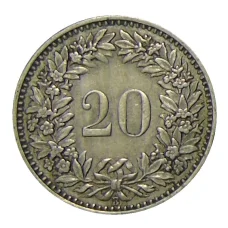 Монета 20 раппенов 1939 года Швейцария (реверс)