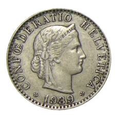 Монета 20 раппенов 1939 года Швейцария (аверс)