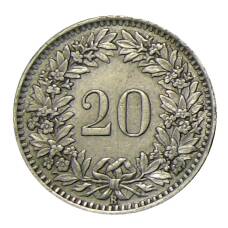 Монета 20 раппенов 1939 года Швейцария (реверс)