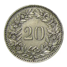 Монета 20 раппенов 1939 года Швейцария (реверс)