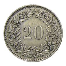 Монета 20 раппенов 1939 года Швейцария (реверс)