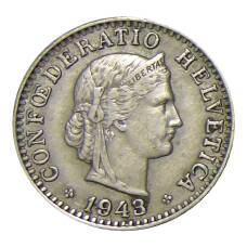 Монета 20 раппенов 1943 года Швейцария (аверс)