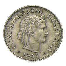 Монета 20 раппенов 1943 года Швейцария (аверс)