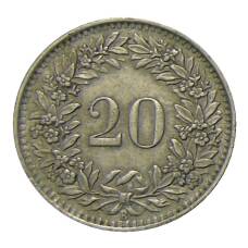 Монета 20 раппенов 1943 года Швейцария (реверс)