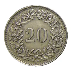 Монета 20 раппенов 1943 года Швейцария (реверс)