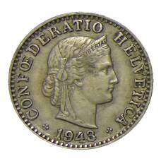 Монета 20 раппенов 1943 года Швейцария (аверс)