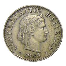 Монета 20 раппенов 1943 года Швейцария (аверс)