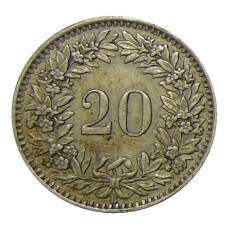 Монета 20 раппенов 1943 года Швейцария (реверс)