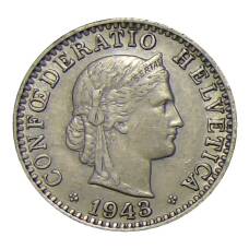 Монета 20 раппенов 1943 года Швейцария (аверс)