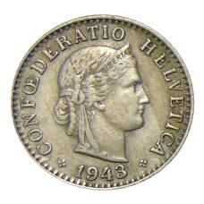 Монета 20 раппенов 1943 года Швейцария (аверс)