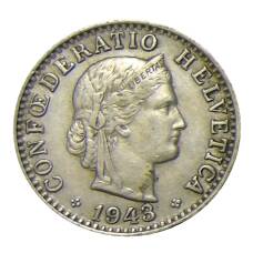 Монета 20 раппенов 1943 года Швейцария (аверс)