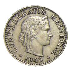 Монета 20 раппенов 1943 года Швейцария (аверс)