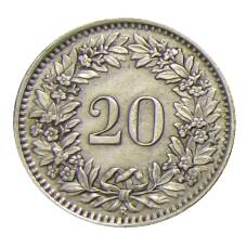 Монета 20 раппенов 1943 года Швейцария (реверс)