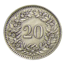 Монета 20 раппенов 1943 года Швейцария (реверс)