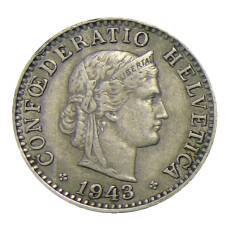 Монета 20 раппенов 1943 года Швейцария (аверс)