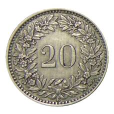 Монета 20 раппенов 1943 года Швейцария (реверс)