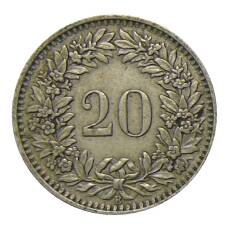 Монета 20 раппенов 1944 года Швейцария (реверс)