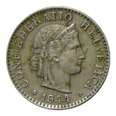 Монета 20 раппенов 1944 года Швейцария (аверс)