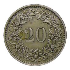 Монета 20 раппенов 1944 года Швейцария (реверс)