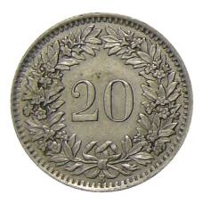 Монета 20 раппенов 1944 года Швейцария (реверс)