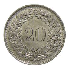 Монета 20 раппенов 1944 года Швейцария (реверс)