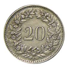 Монета 20 раппенов 1944 года Швейцария (реверс)