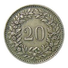 Монета 20 раппенов 1944 года Швейцария (реверс)