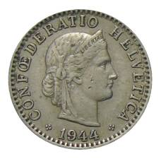 Монета 20 раппенов 1944 года Швейцария (аверс)