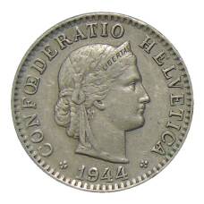 Монета 20 раппенов 1944 года Швейцария (аверс)