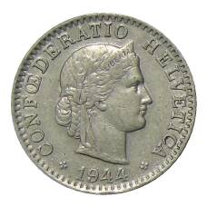 Монета 20 раппенов 1944 года Швейцария (аверс)