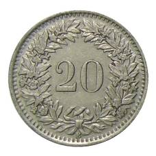 Монета 20 раппенов 1944 года Швейцария (реверс)