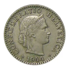 Монета 20 раппенов 1944 года Швейцария (аверс)