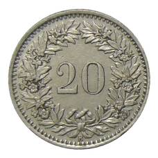 Монета 20 раппенов 1944 года Швейцария (реверс)