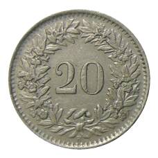 Монета 20 раппенов 1944 года Швейцария (реверс)