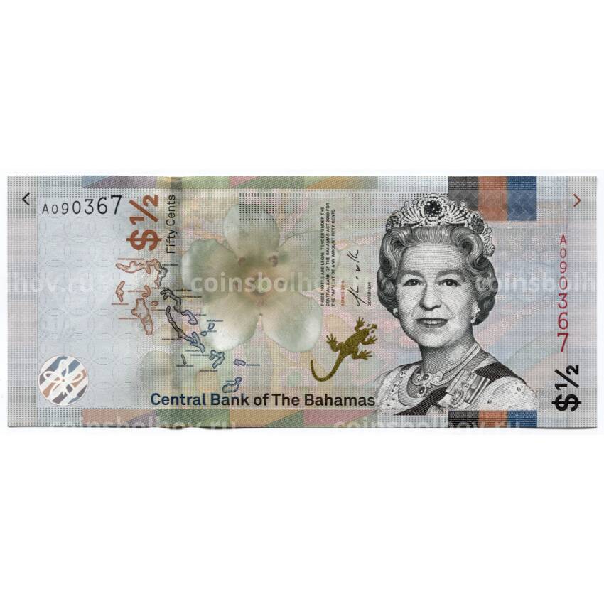 Банкнота 50 центов (1/2 доллара) 2019 года Багамские острова