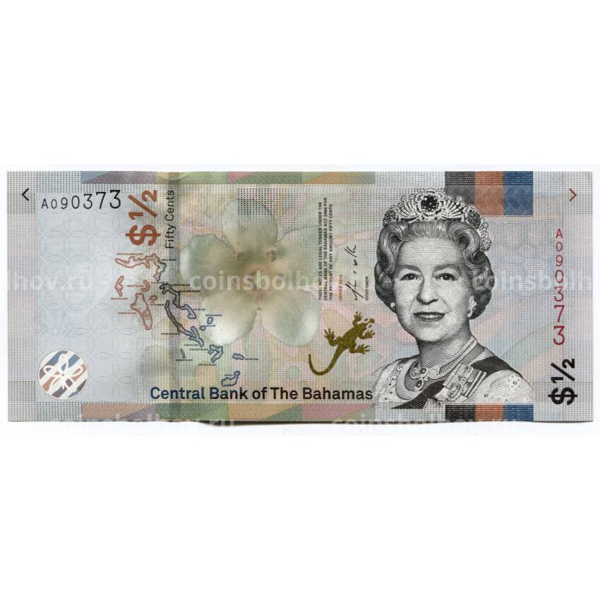 Банкнота 50 центов (1/2 доллара) 2019 года Багамские острова