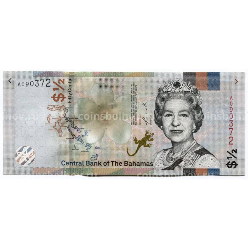 Банкнота 50 центов (1/2 доллара) 2019 года Багамские острова