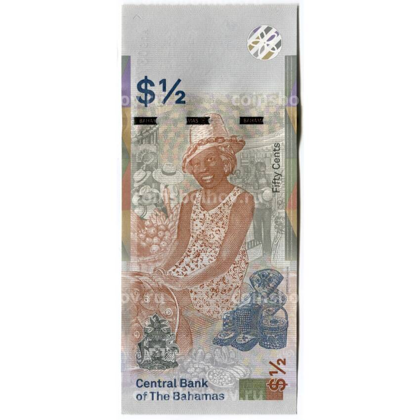 Банкнота 50 центов (1/2 доллара) 2019 года Багамские острова (вид 2)