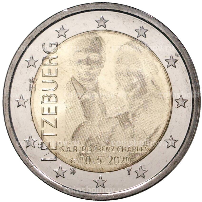 Монета 2 евро 2020 года Люксембург — Рождение наследного Великого Герцога Чарльза (Плоский чекан — лазерная гравировка)