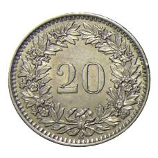 Монета 20 раппенов 1964 года Швейцария (реверс)