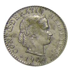 Монета 20 раппенов 1964 года Швейцария (аверс)
