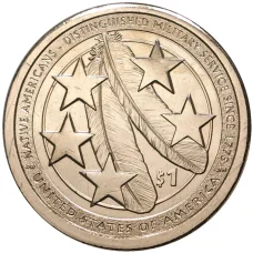 Монета 1 доллар 2021 года P США «Коренные американцы (Сакагавея) — Индейцы в армии США» (аверс)