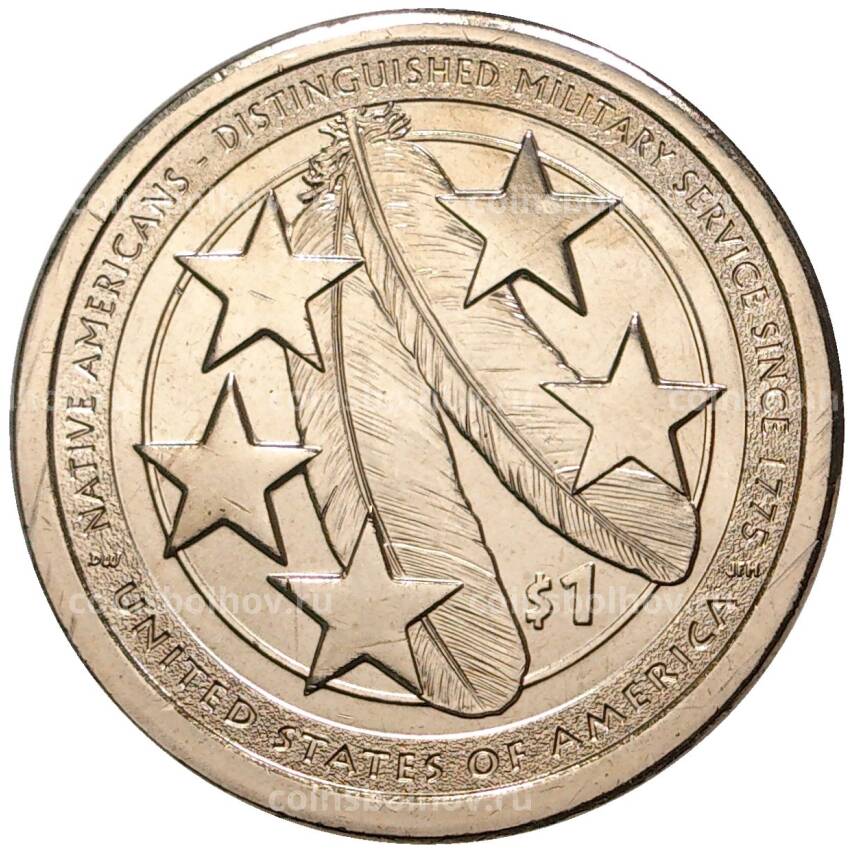 Монета 1 доллар 2021 года P США «Коренные американцы (Сакагавея) — Индейцы в армии США»