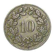 Монета 10 раппенов 1919 года Швейцария (реверс)