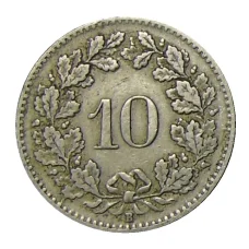 Монета 10 раппенов 1919 года Швейцария (реверс)