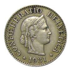 Монета 10 раппенов 1931 года Швейцария (аверс)