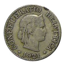 Монета 10 раппенов 1921 года Швейцария (аверс)