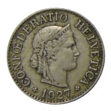 Монета 10 раппенов 1927 года Швейцария (аверс)