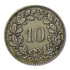 Монета 10 раппенов 1927 года Швейцария (реверс)